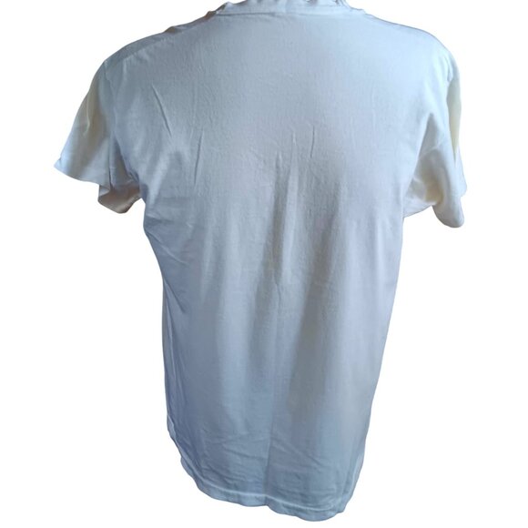 XL Vintage T-Shirt Single Stitch Fruit Of The Loom V-Neck White Cotton Grunge - Picture 5 of 6